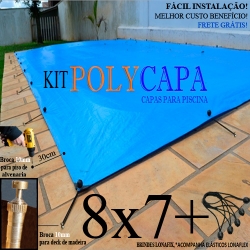 Capa para Piscina América 8x7 + 32 LonaFlex 20cm + 32 LonaFix Proteção